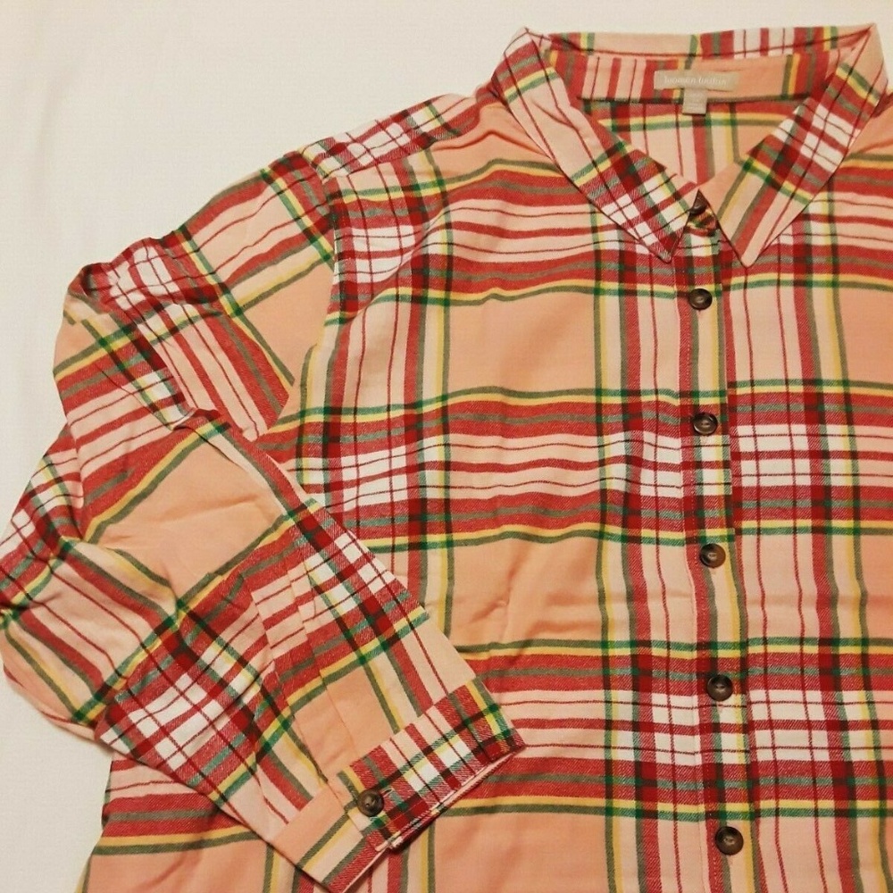 Woman Within Plus Size Women's Red Pink Green Flan